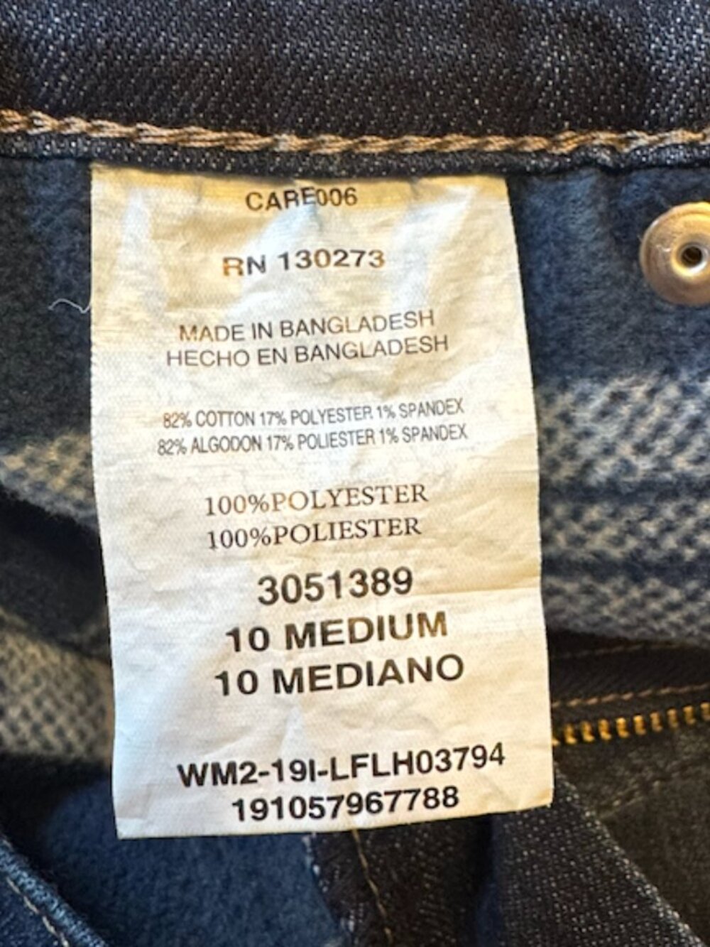 Lee Relaxed Fit Straight Leg Mid Rise Fleece Lined Jeans Dark Wash Size 10 - Picture 8 of 8